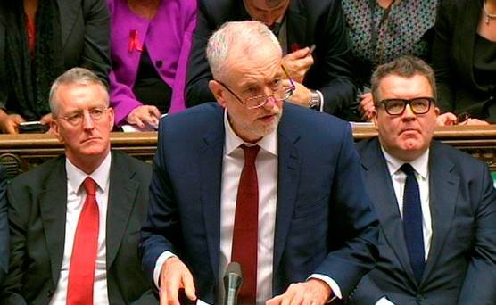 Labour Party leader Jeremy Corbyn speaking during the debate in the House of Commons on extending the bombing campaign against Islamic State to Syria