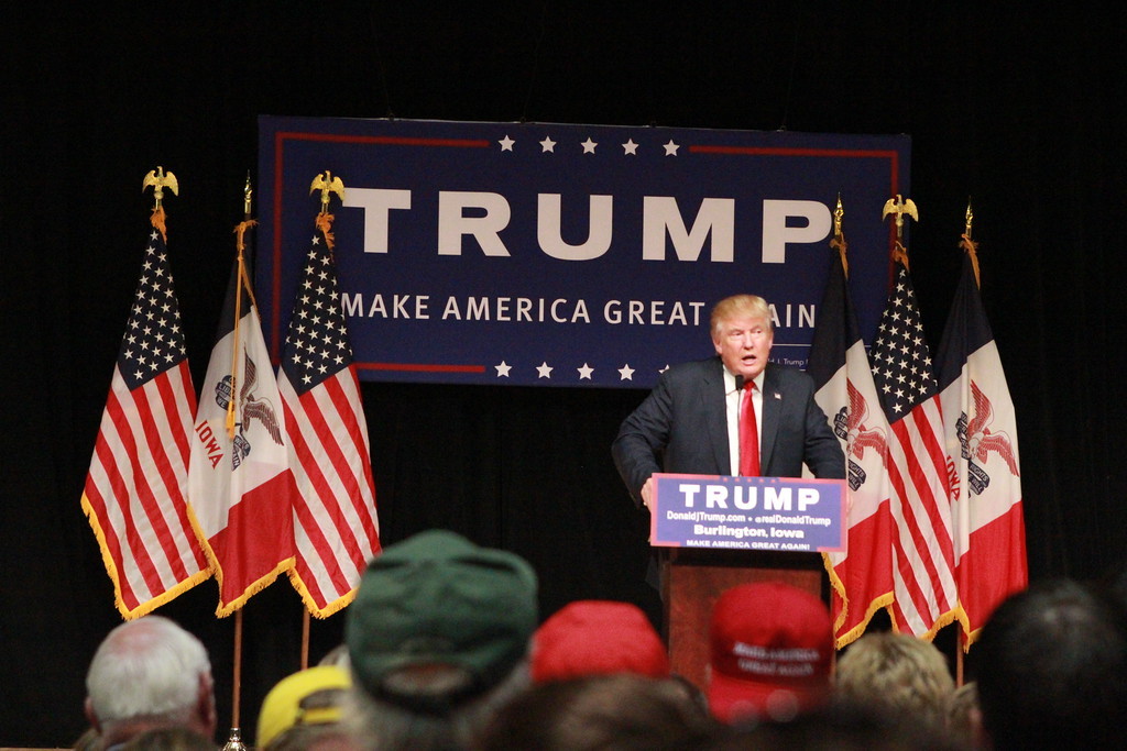 Donald Trump at a campaign rally in Burlington Iowa