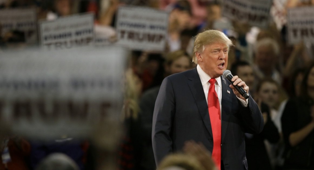 Donald Trump speaks during a campaign rally Friday Dec. 11 in Des Moines. | AP