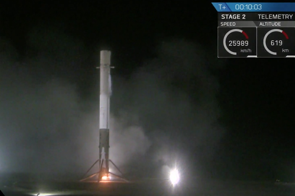 The Falcon 9 rocket after a perfect landing