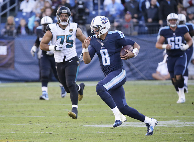 ASSOCIATED PRESS           Tennessee Titans quarterback Marcus Mariota runs 87 yards for a touchdown against the Jacksonville Jaguars in the second half of an NFL football game Sunday Dec. 6 2015 in Nashville Tenn