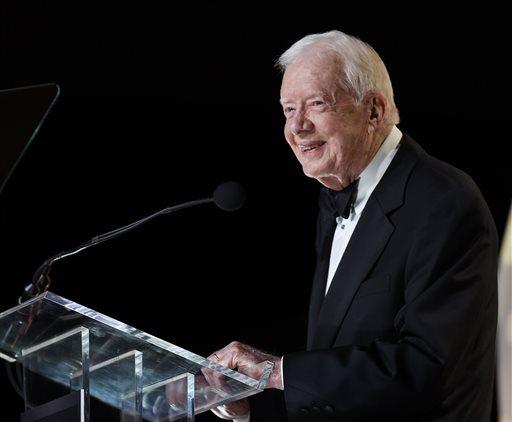 Former President Jimmy Carter speaks during his presentation of the Voice of Music Award to Trisha Yearwood during the 53rd Annual ASCAP Country Music Awards at the Omni Hotel on Monday Nov. 2 2015 in Nashville,Tenn