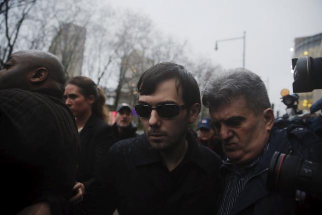 Martin Shkreli departing the US Federal Court after an arraignment following his being charged in a federal indictment filed in Brooklyn yesterday