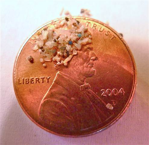 Microbeads on a penny coin. Courtesy