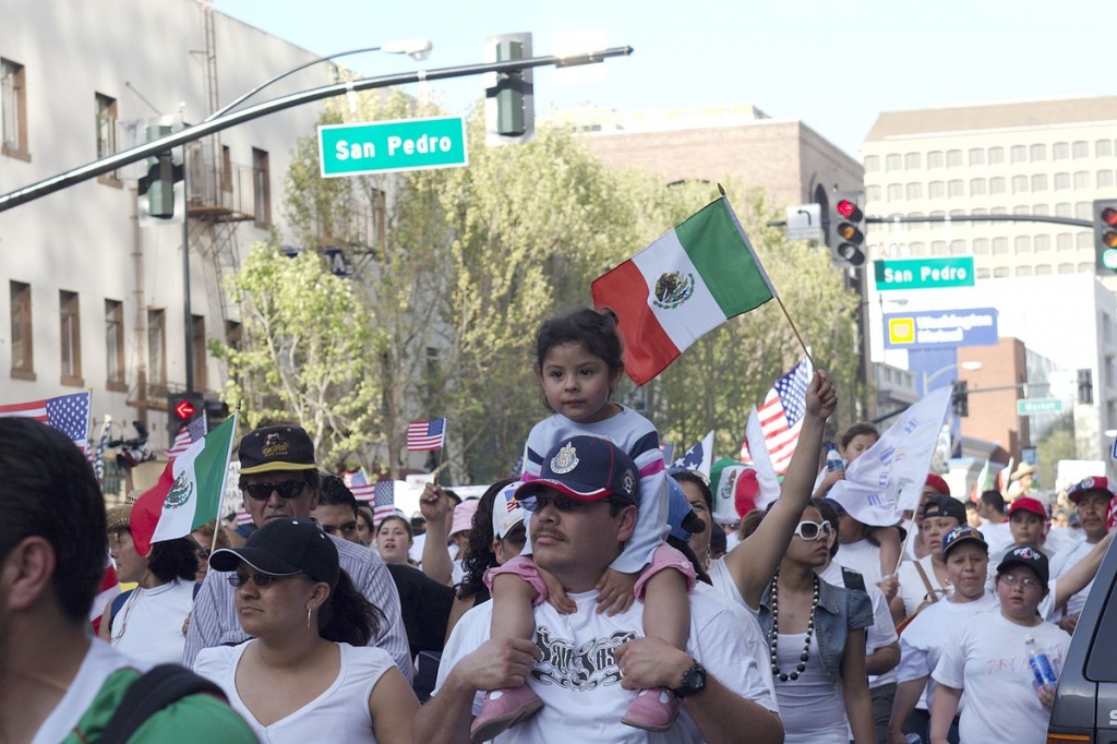 Mexican immigrants march in 2006 for more rights in Northern California's largest city San Jose