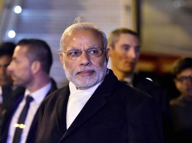 PM Narendra Modi upon his arrival at Charles de Gaulle Airport in Paris on Sunday