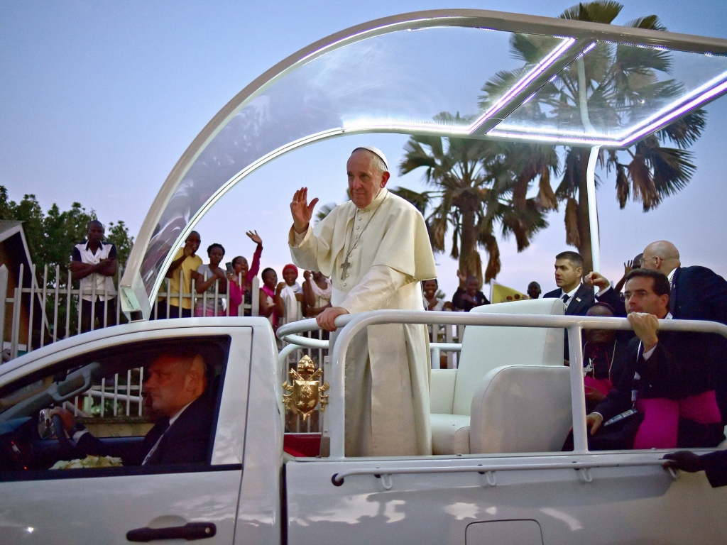 Pope Francis arrives at Lubaga Cathedral in Kampala during the Ugandan stage of his trip.    Carl de Souza
   
  AFP  Getty Images