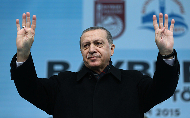 President Tayyip Erdogan addresses a rally in Bayburt Turkey