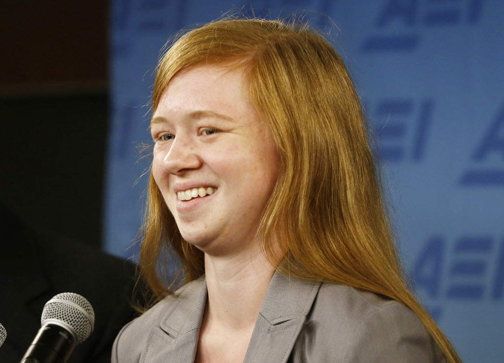 Abigail Fisher who sued the University of Texas when she was not offered a spot at the university's flagship Austin campus in 2008 speaks in Washington. Consideration of race in college admissions is again in