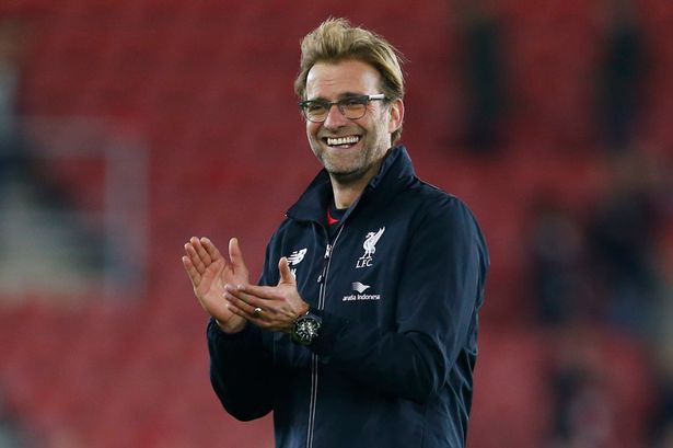 Liverpool manager Jurgen Klopp celebrates at the end of the match