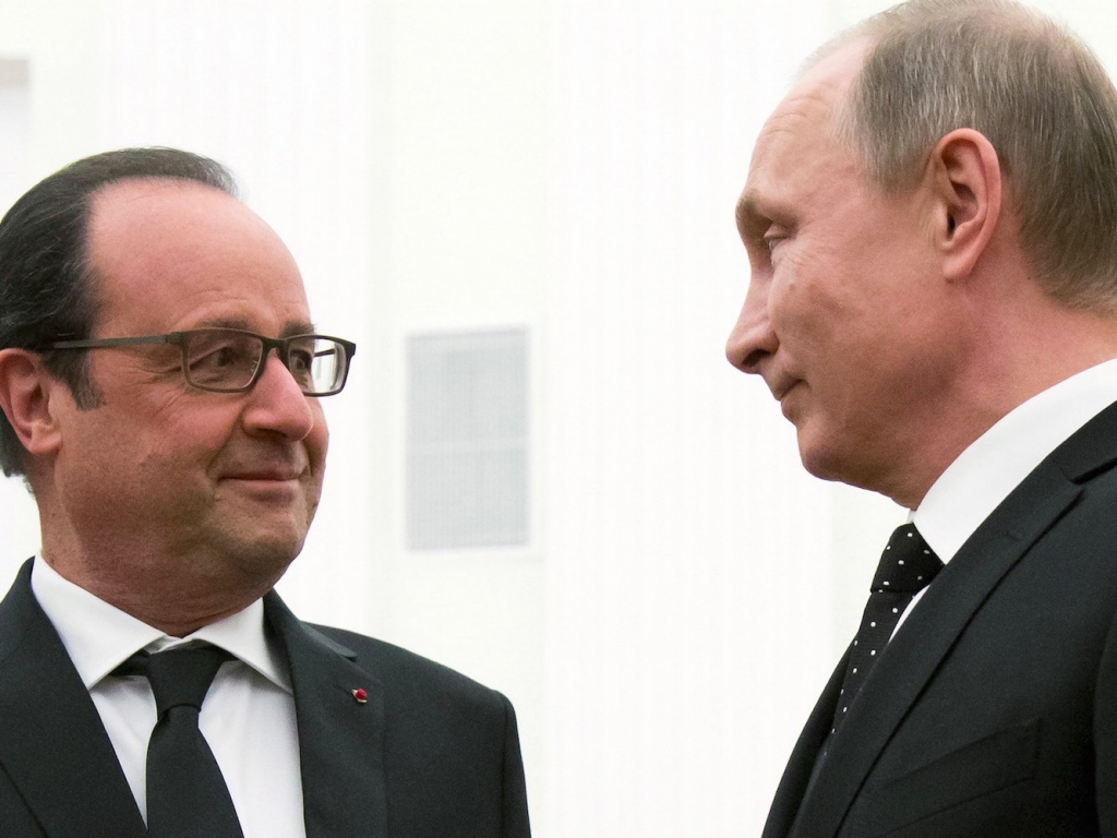 Russian Russia President Vladimir Putin French France Francois Hollande