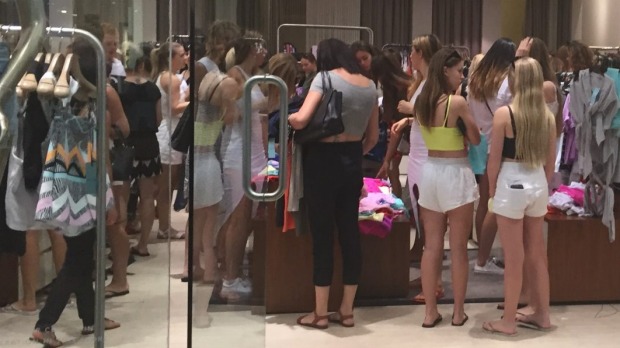 Shoppers check out the Boxing Day bargains at Karrinyup Shopping Centre