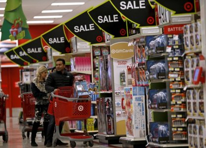 Shoppers take part in Black Friday Shopping at a Target store in Chicago Illinois United States