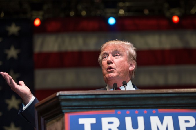 Republican presidential candidate Donald Trump speaks during a campaign rally at the Macon Centreplex Monday Nov. 30 2015 in Macon Ga