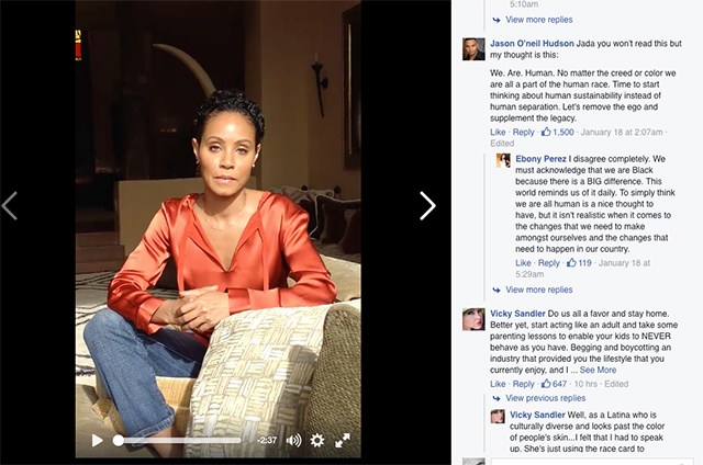 Actress Jada Pinkett Smith took to Facebook and called for Black people to boycott the 2016 Oscar ceremony