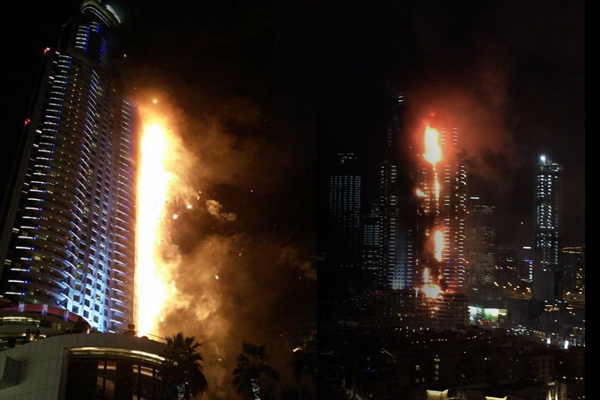 Raw video: Fireworks go on after Dubai hotel fire, explosion