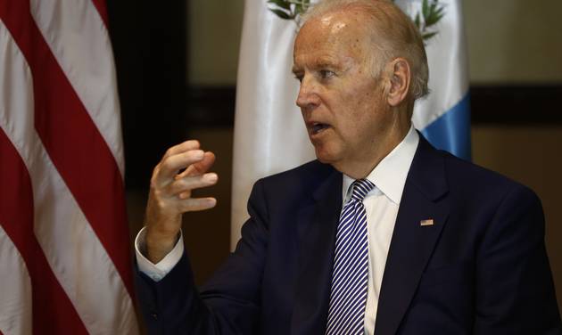 U.S. Vice President Joe Biden right speaks during a meeting with Guatemala's president-elect Jimmy Morales in Guatemala City Thursday Jan 14 2016. Biden is on a one day trip to attend Morales&#039 presidential inauguration. (AP