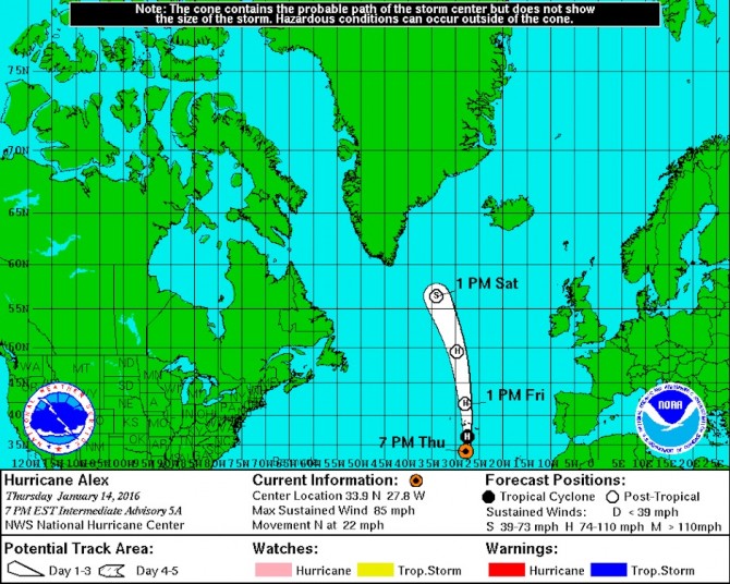 Sub-tropical storm forms in the Atlantic – in the winter