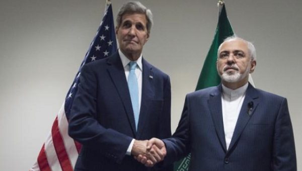 United States Secretary of State John Kerry meets with Mohammad Javad Zarif Minister of Foreign Affairs of Iran at the United Nations in New York Sep. 26 2015