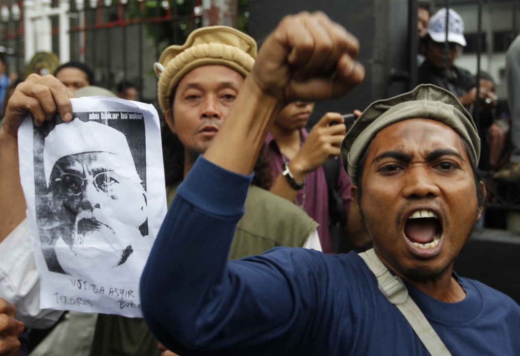 Supporters of radical Indonesian cleric Abu Bakar Bashir