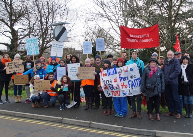 Junior doctors and supporters picket outside North Devon District Hospital