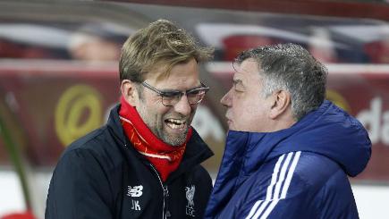 Liverpool manager Jurgen Klopp and Sunderland boss Sam Allardyce share a joke before Wednesday's match but things were rather more heated by the end