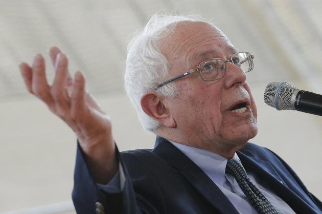 US Democratic presidential candidate and US Senator Bernie Sanders speaks at a campaign stop in Peterborough New Hampshire