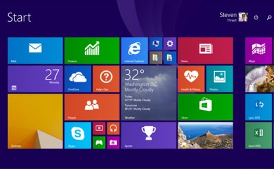 Windows 8.1 Update Start screen