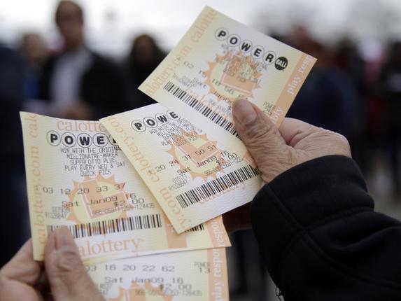 Powerball tickets are shown in San Lorenzo California. No ticket matched all six Powerball numbers following the drawing for a record jackpot of nearly $950 million lottery officials said early Sunday boosting the expecte