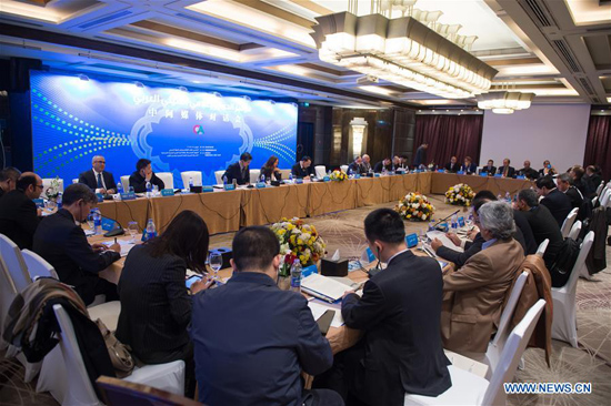 Participants from China and Arab countries attend the dialogue meeting in Cairo Egypt Jan. 18 2016