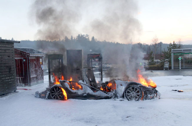 Tesla Model S on fire