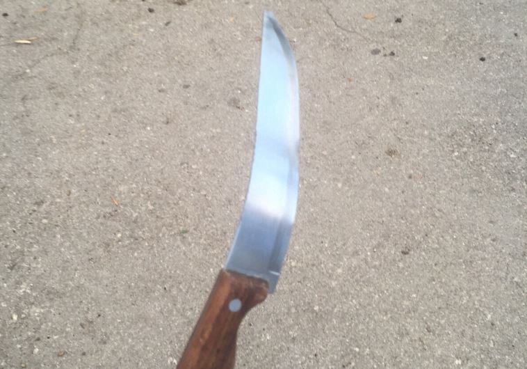 The bent knife from Sunday's attempted stabbing attack in Jerusalem's Armon Hanatziv neighborhood