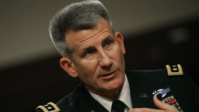 General John W. Nicholson Jr. speaks during his confirmation hearing before the Senate Armed Services Committee on Capitol Hill