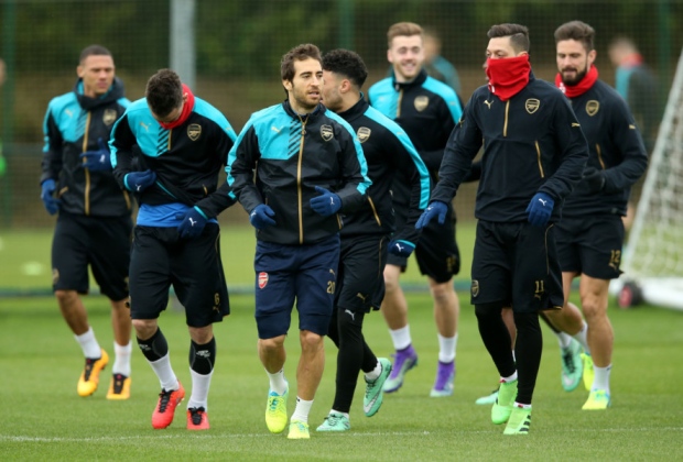 Arsenal's Mathieu Flamini during a training session at London Colney London. PRESS ASSOCIATION