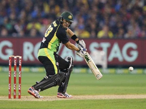 Australian batsman Shane Watson plays a shot during the second T20 International match between Australia and India at the MCG in Melbourne Friday Jan. 29 2016