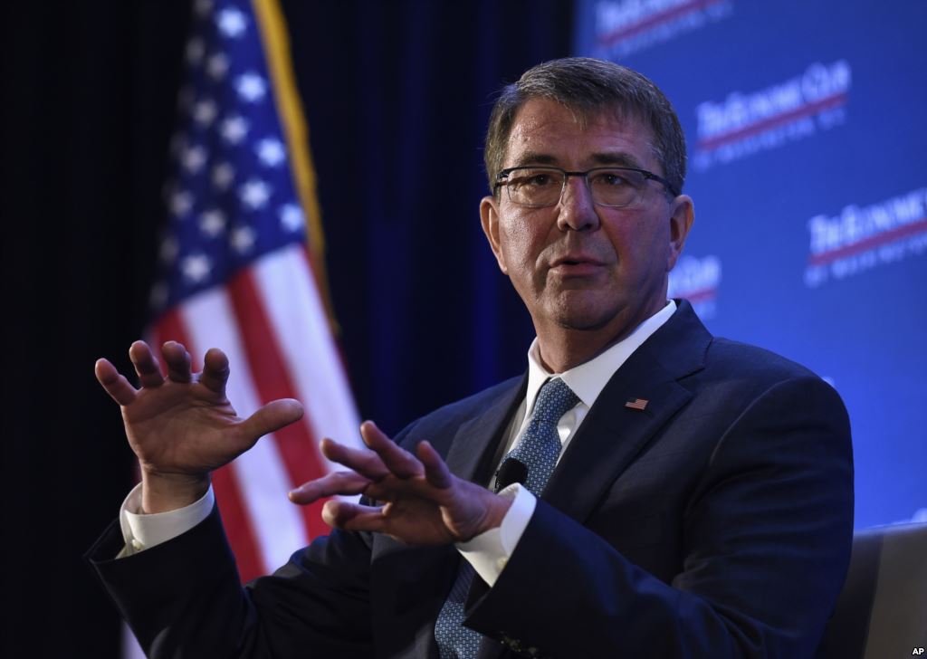 Defense Secretary Ash Carter speaks about the upcoming Defense Department's budget Feb. 2 2016 during a speech at the Economic Club of Washington in Washington