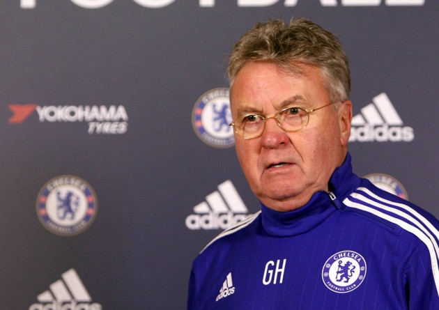 Chelsea interim manager Guus Hiddink talks to the media