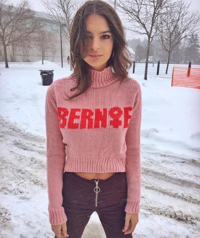 Emily Ratajkowski is showing support for Bernie Sanders