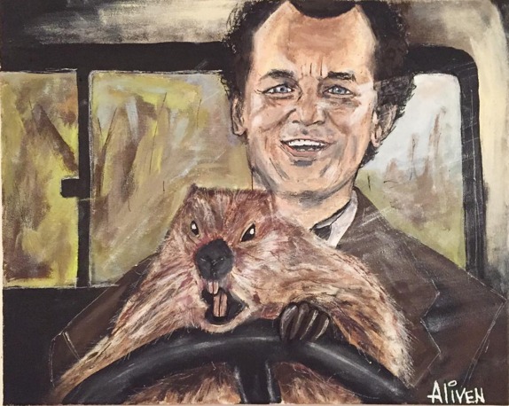 Groundhog Day- Bill Murray and Punxsutawney Phil Fan Art from Instagram AlivenDesigns