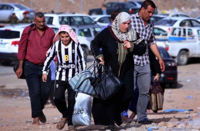 Iraqi refugees arriving in Erbil from Mosul