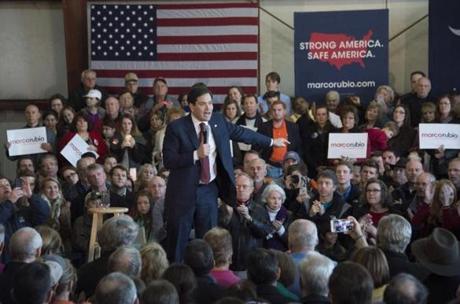 Republican presidential candidate Marco Rubio speaks during a rally in Greenville South Carolina