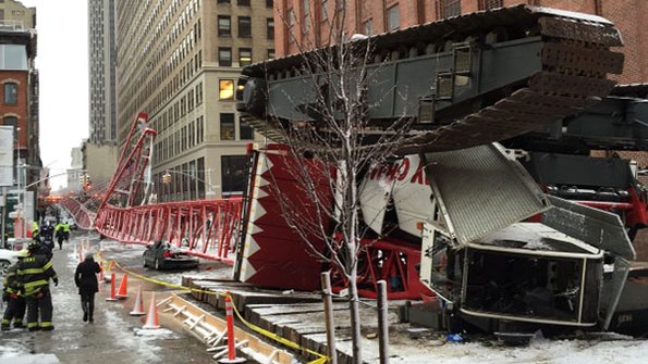 Crane collapse in New York City crushes several cars