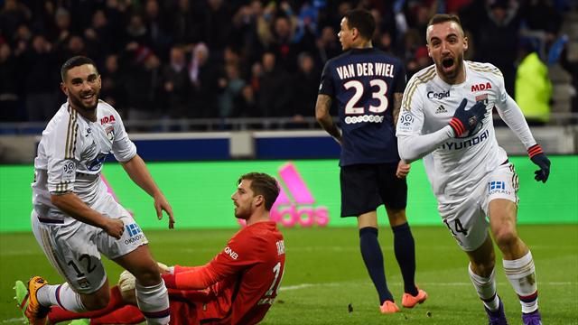 Paris St Germain's league record 36-game unbeaten streak came to an abrupt halt when they lost 2-1 at Olympique Lyonnais on Sunday