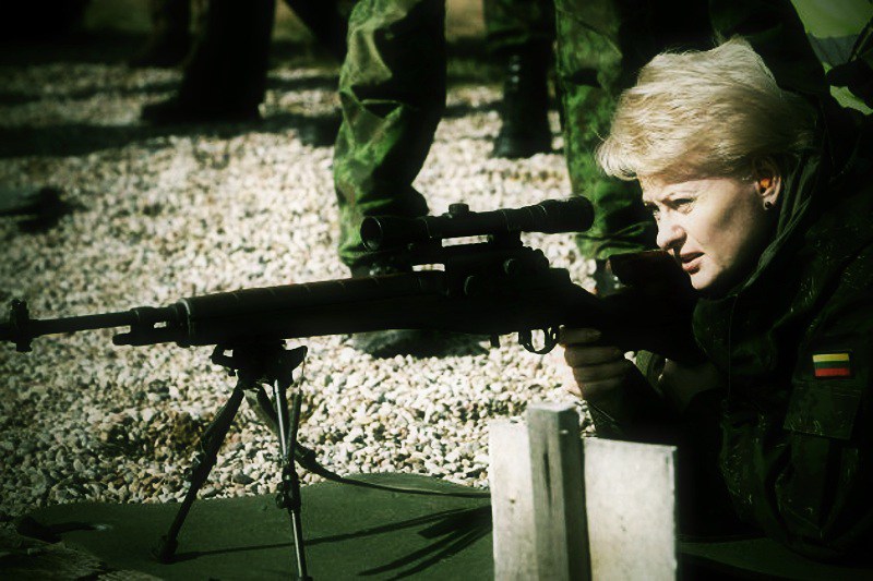 President Grybauskaitė during the NATO exercise in Lithuania