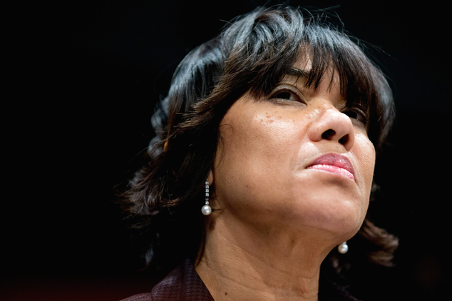 Flint Mich. Mayor Karen Weaver testifies on Capitol Hill in Washington Wednesday Feb. 10 2016 before a House Democratic Steering and Policy Committee