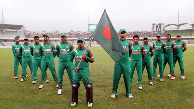 The Bangladesh cricket team players posing before a match in Bangladesh