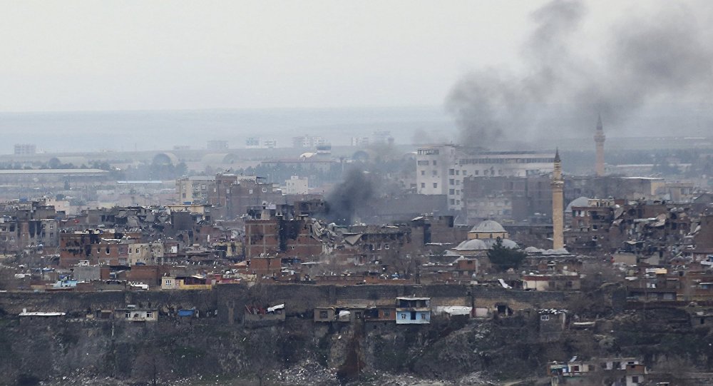 Buildings which were damaged during the security operations and clashes between Turkish security forces and Kurdish militants are