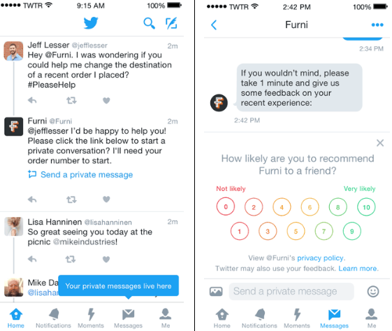 Twitter is making it easier to direct message brands