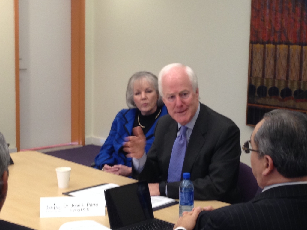 U.S. Sen. John Cornyn meets with area school superintendents at the Latino Cultural Center in Dallas