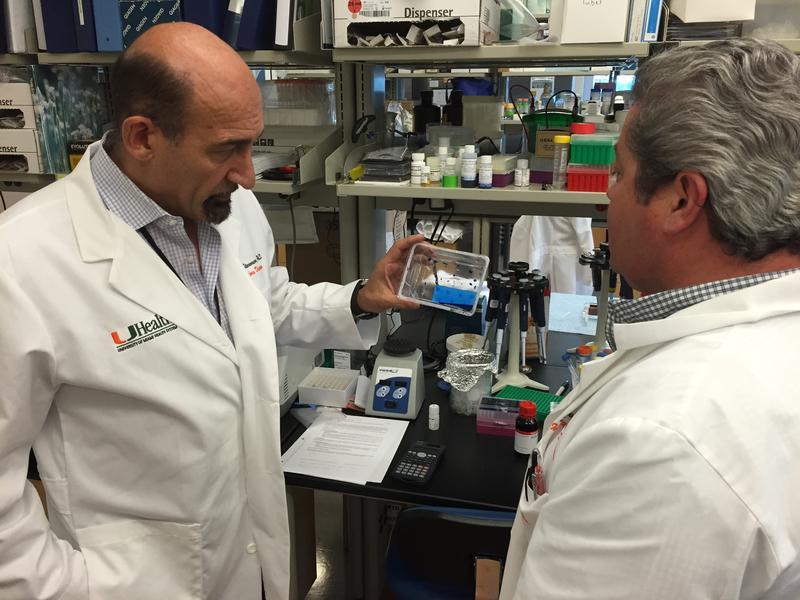 UM's Mario Stevenson examines a new Zika virus detection test at his team's Miami lab